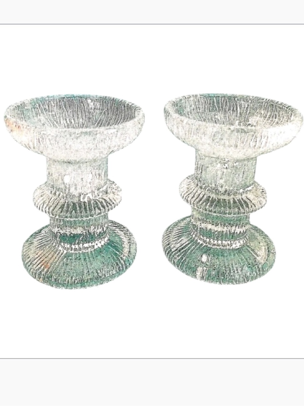 MCM Luminarc Nordic Candle Holders Set of 2 Textured Clear Glass 3.75"H France